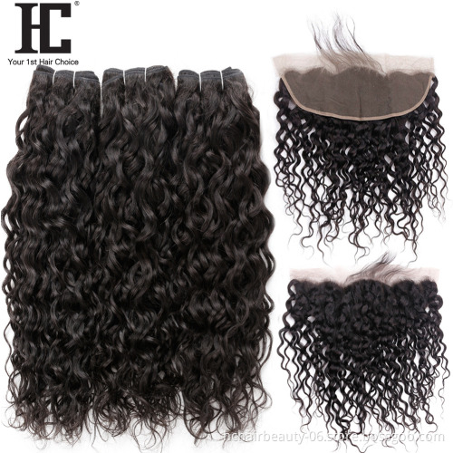 Water Wave Bundles With Closure Brazilian Hair Weave Bundles With Closure Remy Human Hair 3 Bundles With Frontal